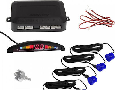 Back Car Parking System Parktronic with Screen / Buzzer and 4 Sensors 22mm in Blue Colour QW1359