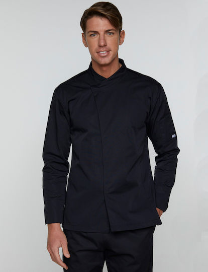 Ayo Coat Chef 100% Microfiber Unisex Black with Long Sleeve