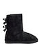 Wildleder Stiefeletten Damen mit Pelz Schwarz