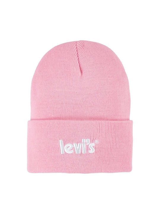 Levi's Poster Logo Kids Beanie Knitted Pink