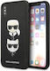 Karl Lagerfeld Saffiano Ikonik Karl&Choupette Задна Корица Пластмаса Черен iPhone X / XS