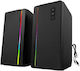 FT FT-A1 Ηχεία Υπολογιστή 2.0 με RGB Φωτισμό και Ισχύ 10W Μαύρα