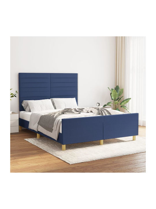 Doppelbett Mit Stoff Blau Für Matratze 140x200cm