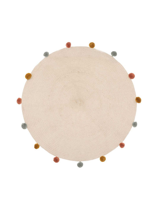 Arlequin Kinder Teppich Rosa Rund mit Durchmesser 90cm