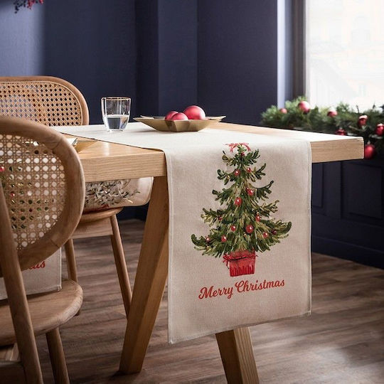 Gofis Home Weihnachtlich Tischtuch Läufer Stoff Beige L160xB40cm.