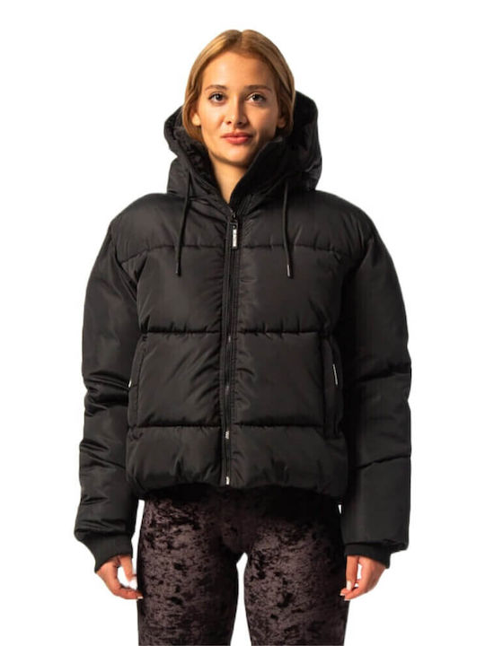 Be:Nation Women's Short Puffer Jacket for Winter with Hood Black