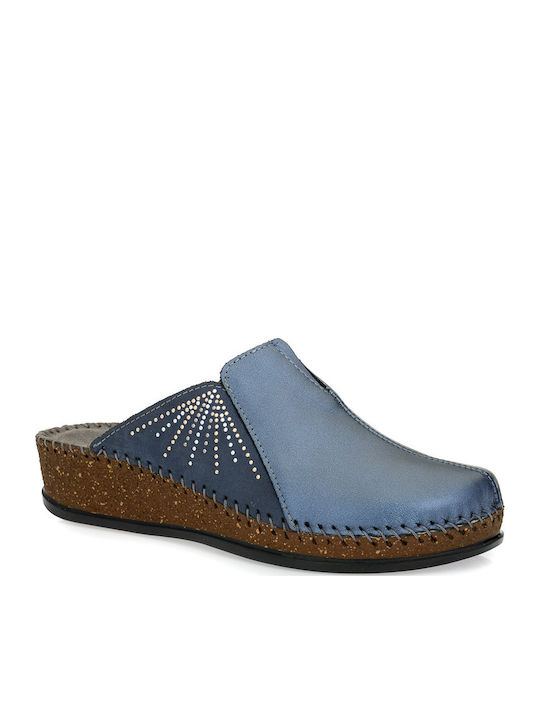 Anatomical Leather Women's Slippers Blue