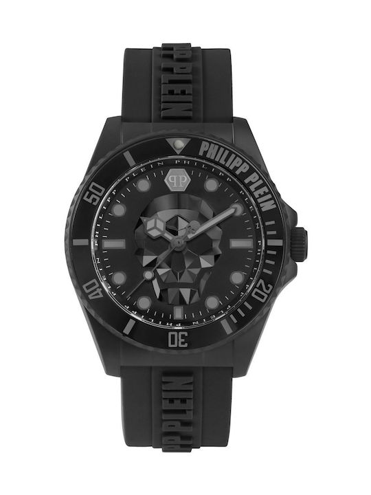 Philipp Plein The Skull Uhr Batterie mit Schwarz Kautschukarmband