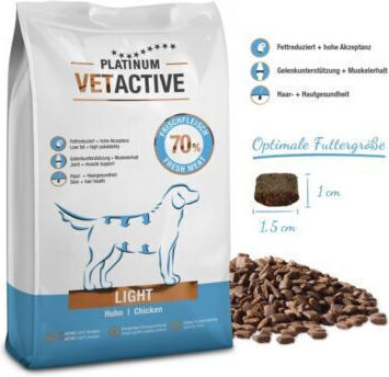 Platinum Pet Food & Care Vetactive Light 10kg Trockenfutter Diät, ohne Gluten für erwachsene Hunde mit Huhn