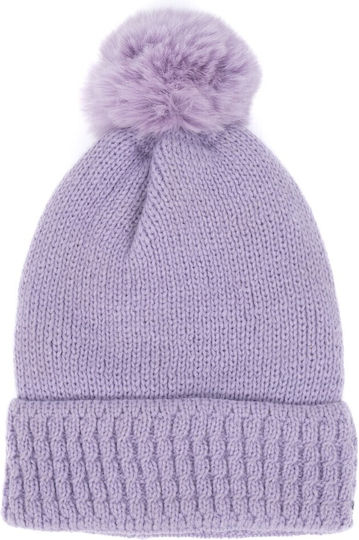 Pom Pom Beanie Feminin Căciulă cu Tricotaj în culoarea Lila