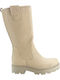 Leather Women's Boots with Laces Beige