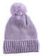 Pom Pom Beanie Γυναικείος Σκούφος σε Λιλά χρώμα