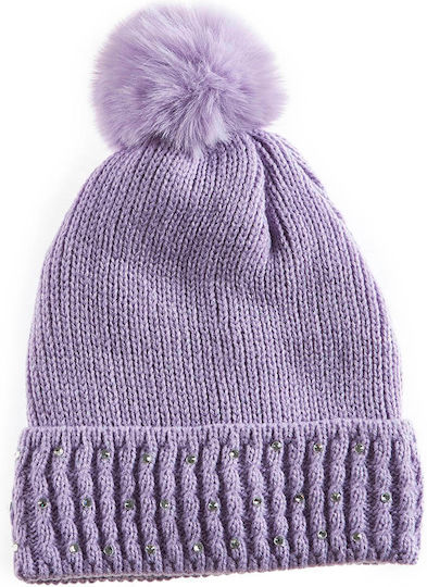 Pom Pom Beanie Frauen Beanie in Flieder Farbe