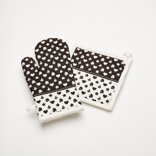 Charalambidis Textiles Bon Appetit Oven Mitt and Pot Holder Set Black