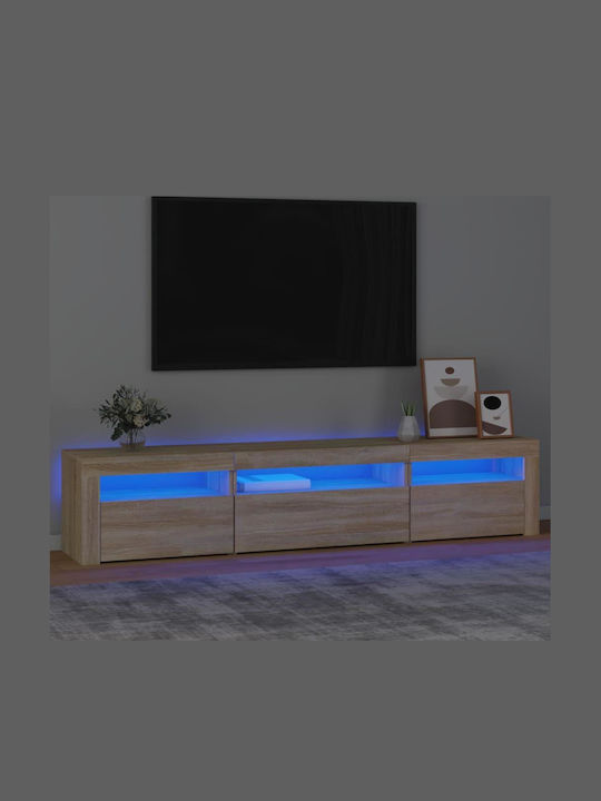 Шкаф за телевизор Дървен с LED Осветление Дъб С...