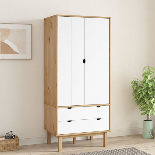 Ușă dublă Dulap de Haine Brown / White 76.5x53x172cm