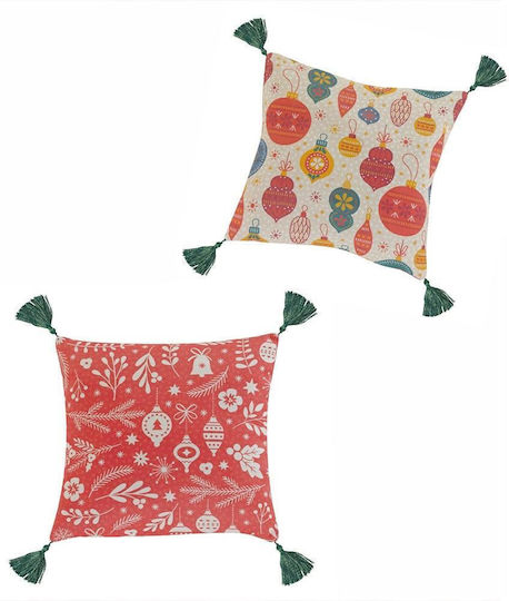 Kentia Christmas Decorative Square Pillowcase Multicolored 50x50cm (Μiscellaneous Designs)