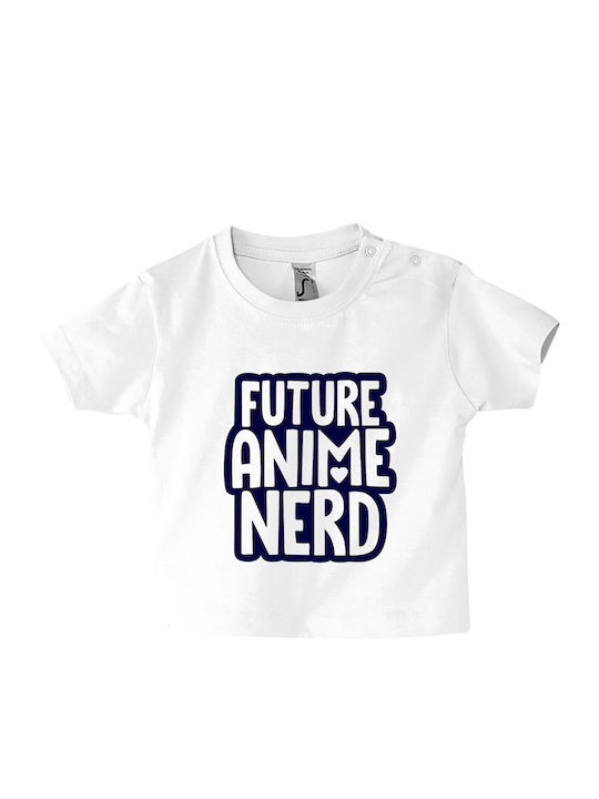 Kinder-Kurzarm-Top "Zukünftiger Anime-Nerd", Weiß