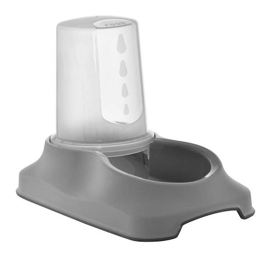 TnS Plastic Bowl with Container Food for Dog & Cat 1.5lt 23.5cm in Gray Color