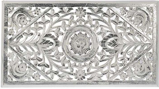 Inart Wall Decor White Silver Wooden 85x3x30cm