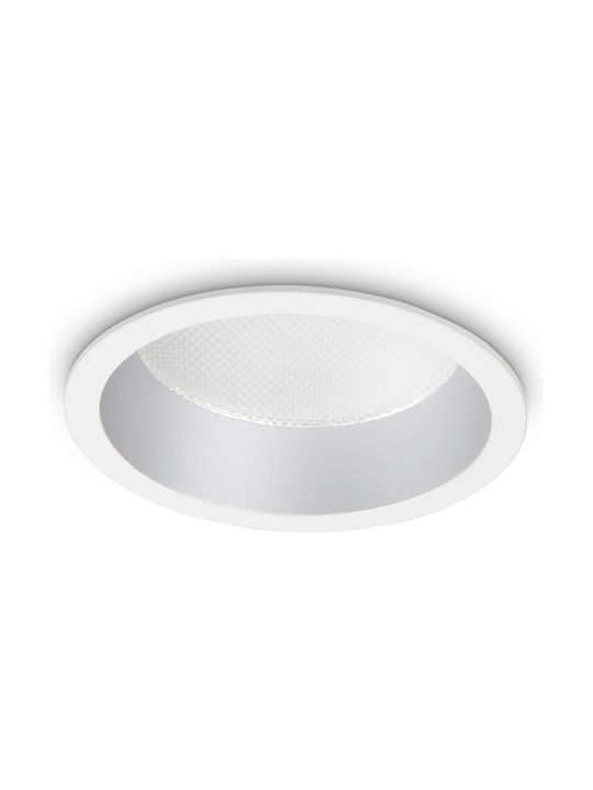 Ideal Lux Deep Στρογγυλό Μεταλλικό Χωνευτό Σποτ με Ενσωματωμένο LED και Φυσικό Λευκό Φως Λευκό 10.3x10.3εκ. 1τμχ