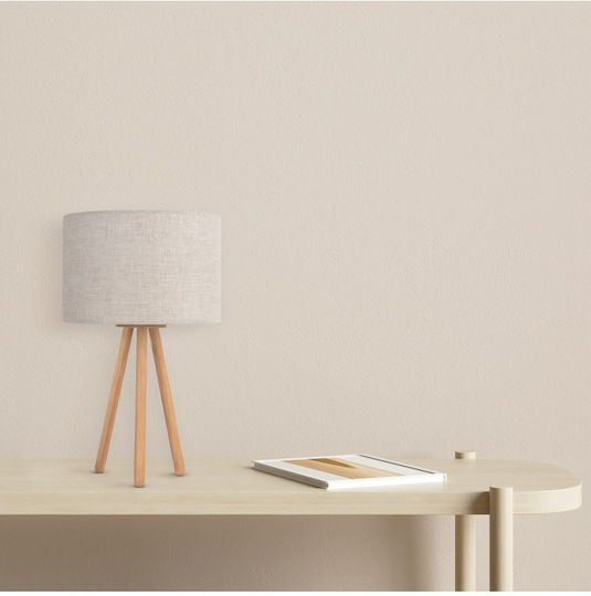 TK Lighting Tokyo Lemn Lampă de masă pentru Soclu E27 cu Abajur Bej și Bază
