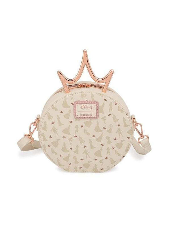 Loungefly Ultimate Princess Metal Crown Kids Bag Shoulder Bag Beige 19cmx6cmx20cmcm