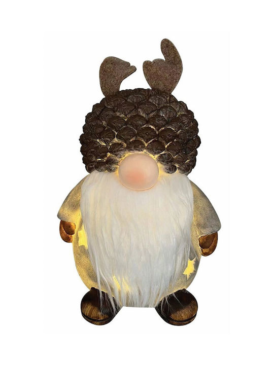 Lianos Illuminated Christmas Plastic Figure Dwarf Beige Height 15cm 2pcs