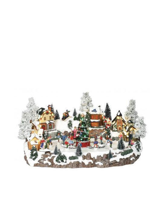 Lianos Christmas Illuminated Decorative Village with Music and Movement 49x37x26cm.