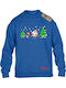 Kids Sweatshirt Blue Christmas Santa Claus Reindeer