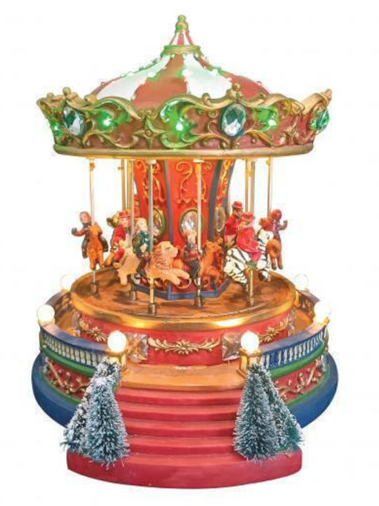 Lianos Christmas Decorative Carousel with Music and Movement 24.5x23x21.5cm.