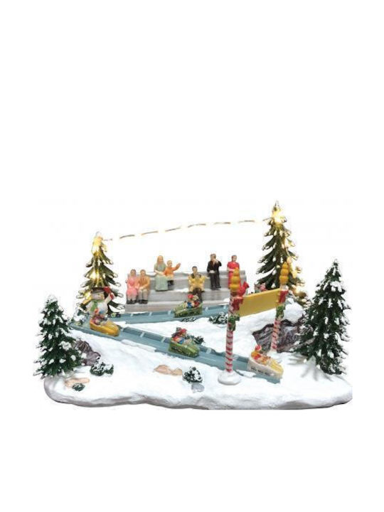 Lianos Christmas Illuminated Decorative Village with Battery 23.5x15.7x14.5cm.