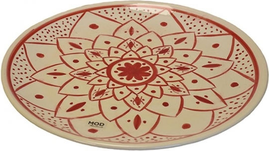 Atmosphera Round Ceramic Decorative Platter Mandala Red 25x25cm