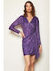 Desiree Mini Evening Dress Wrap Purple