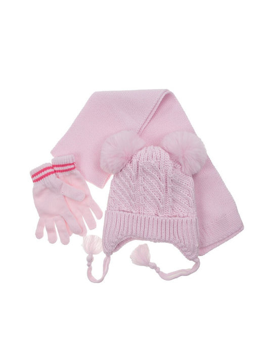 Kinder Beanie Set Schal-Handschuhe-Mütze 22170-07 (4-8 Jahre alt) Flieder