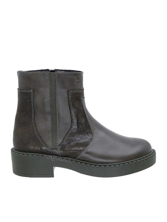 Leder Stiefeletten Damen Khaki