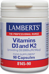 Lamberts Vitamins D3 & K2 Βιταμίνη για το Ανοσοποιητικό 2000iu 90mcg 90 κάψουλες