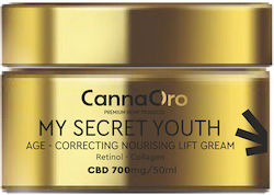 CannaOro My Secret Youth Αnti-aging & Moisturizing 24h Cream Suitable for All Skin Types with Cannabis / Collagen / Retinol 50ml