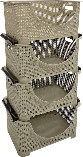 TnS Plastic Kitchen Rack 4 Tiers Beige 36x24x87cm