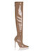 Patent Leather Over the Knee High Heel Women's Boots with Zipper Tabac Brown