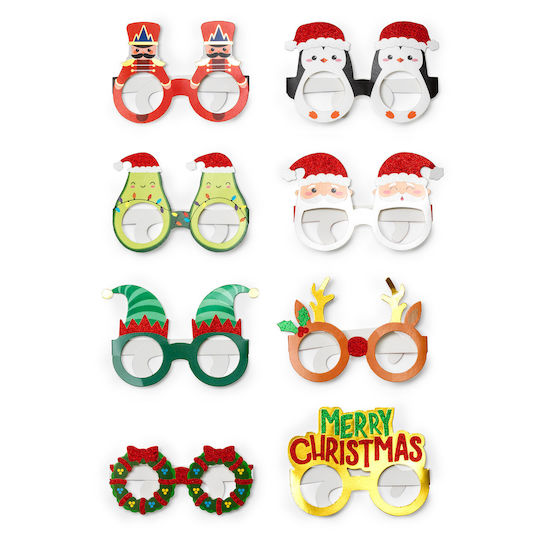 Paper Christmas Glasses 8pcs