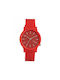 Komono Watch Battery with Red Leather Strap