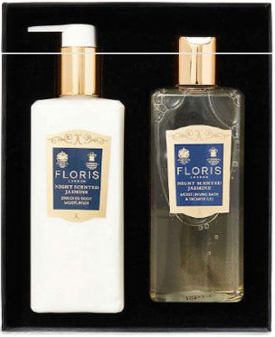 Floris London Night Scented Jasmine Skin Care Set for Moisturizing & Body Cleaning
