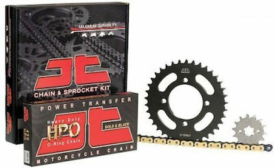 JT Sprockets Kit lanț și pinion (14-42-428HPO GB) pentru Kawasaki KAZE R 115 Golden