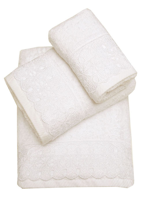 Viopros Νο14 Bridal Sheet Set Super Double 4pcs with Lace Ecru 240x265cm