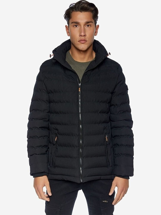 Brokers Jeans Χειμωνιάτικο Μπουφάν Puffer Μαύρο