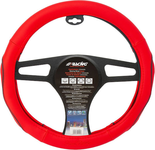Simoni Racing Κάλυμμα Τιμονιού Αυτοκινήτου Pretty Red με Διάμετρο 37-39εκ. Δερμάτινο Κόκκινο