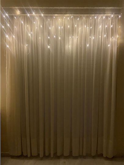 140 Lights LED 3m. x 70cm Warm White type Rain 1pcs