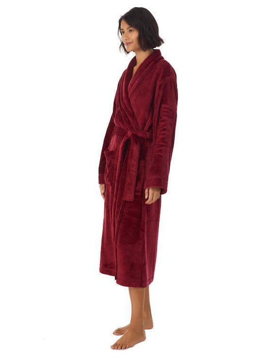 DKNY Winter Women's Velvet Robe Cranberry