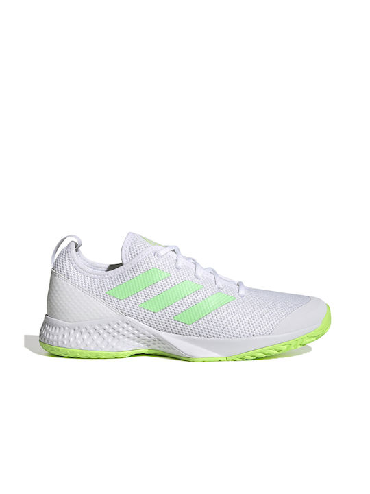 Adidas Courtflash Γυναικεία Παπούτσια Τένις για Όλα τα Γήπεδα Cloud White / Beam Green / Solar Green